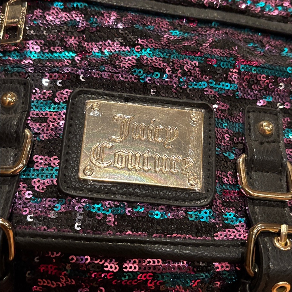 NWOT VTG Juicy Couture Black and Pink Sequin Backpack - Picture 2 of 9